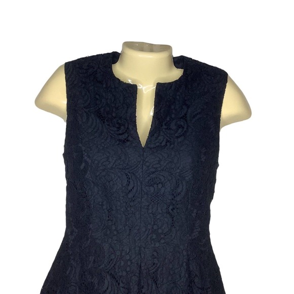 Burberry London Dress Womens 4 Black Lace Floral Fit Flare Sleeveless Pockets S - Picture 4 of 10